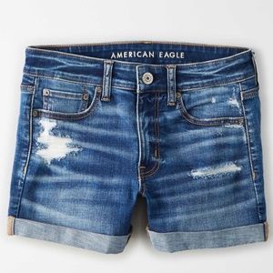 Destroyed Bright Wash Midi Shorts